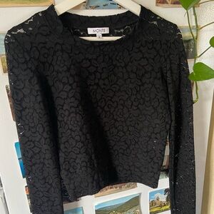 Black Fitted Crop Top by Monte